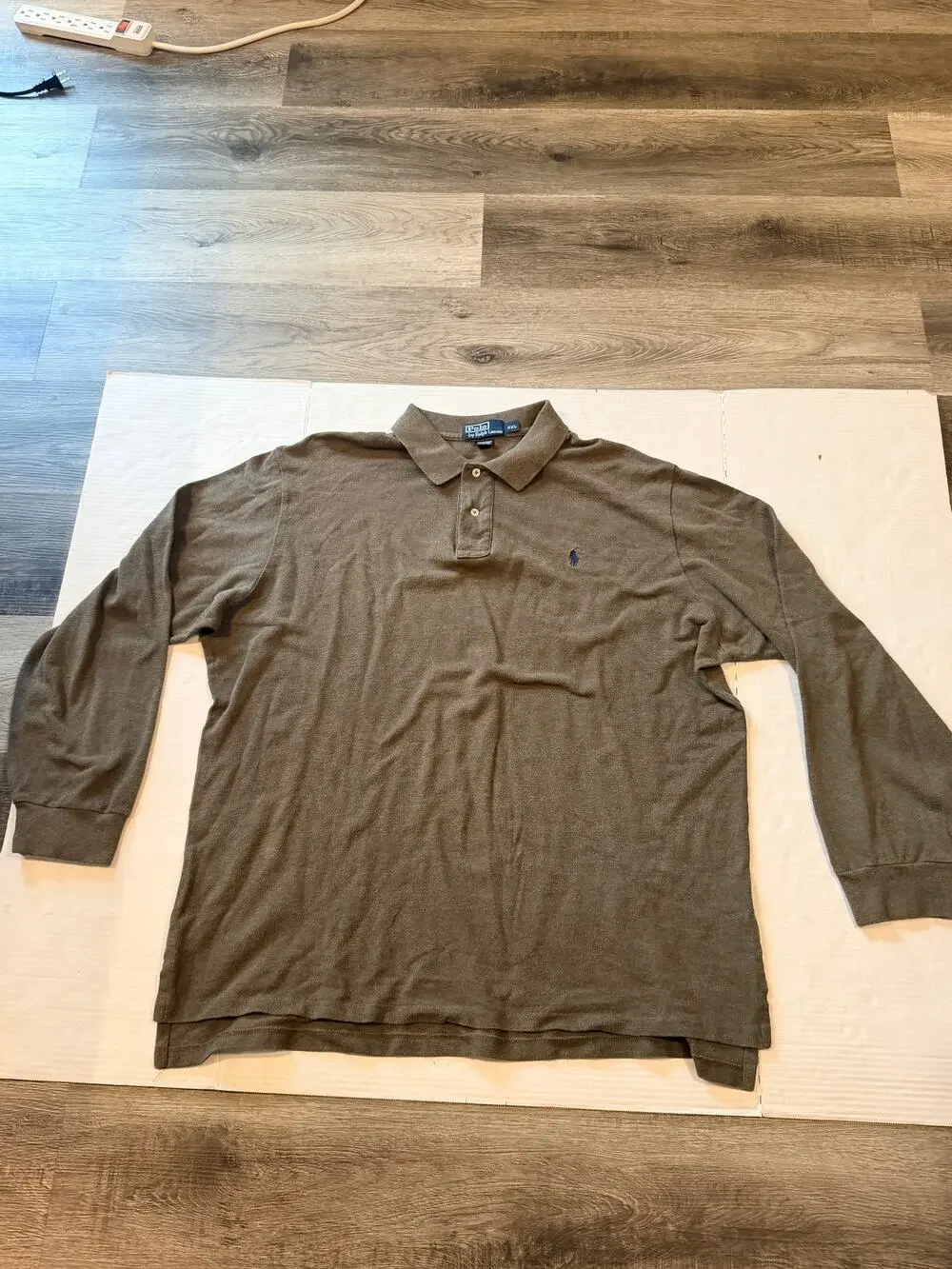 Polo Ralph Lauren Men's XXL Brown Long Sleeve Polo Shirt 100% Cotton Blue Pony